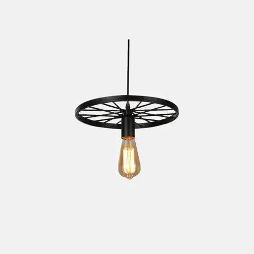 Industrial Black/Rust Pendant Light Metal Ring Dining Room