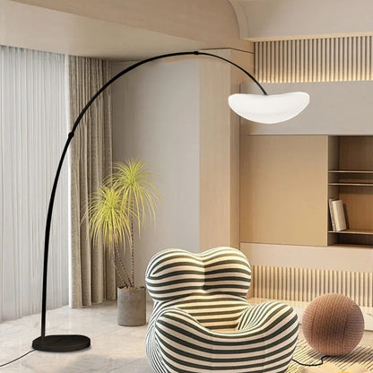 Minimalist Black/White Floor Lamp Curved Metal  Living Room