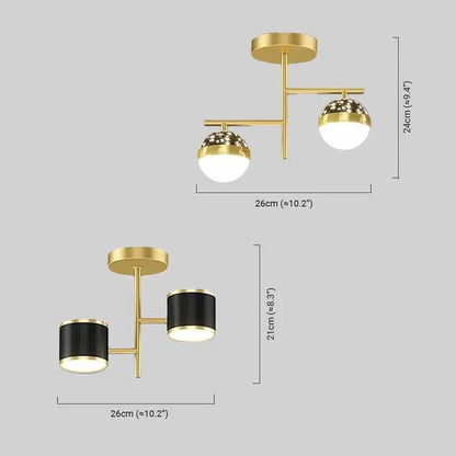 Modern Gold Ceiling Light Metal Globe Bedroom