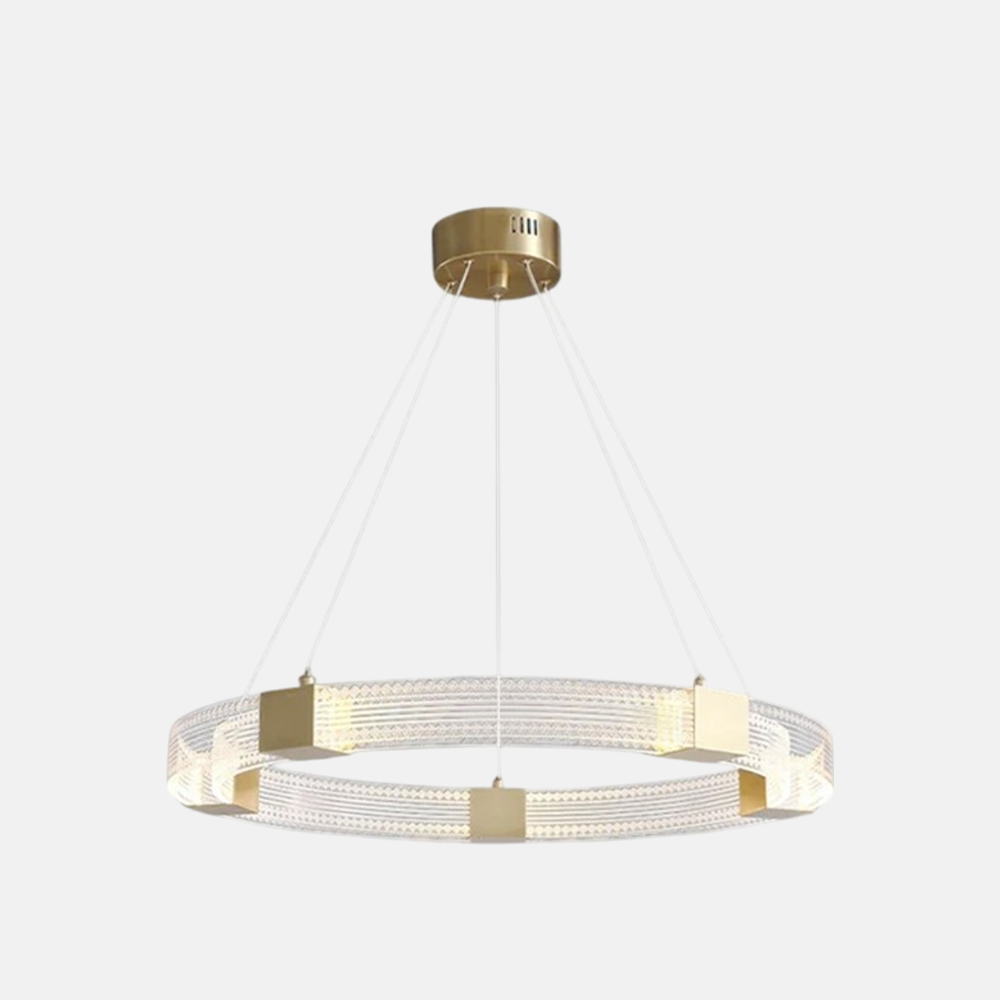 Modern Gold Pendant Lamp Metal Annular Dining Room