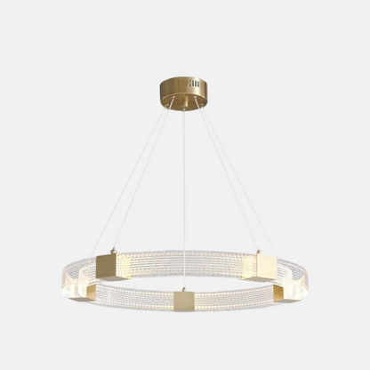 Modern Gold Pendant Lamp Metal Annular Dining Room