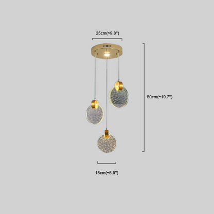 Art Decor Gold Pendant Light Metal Crystal Round Stair