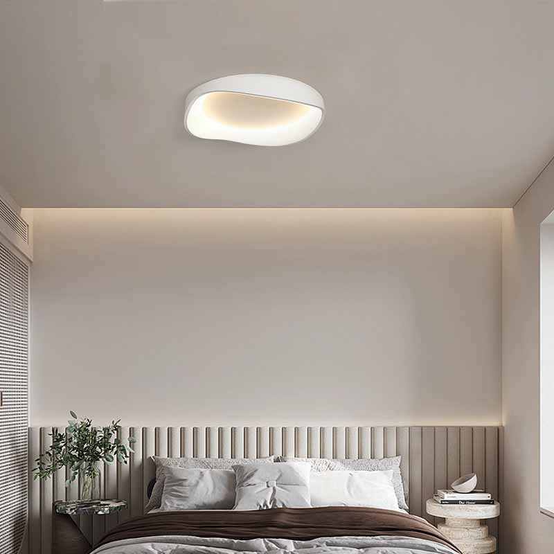 Modern White Flush Mount Ceiling Light Wave Living Room